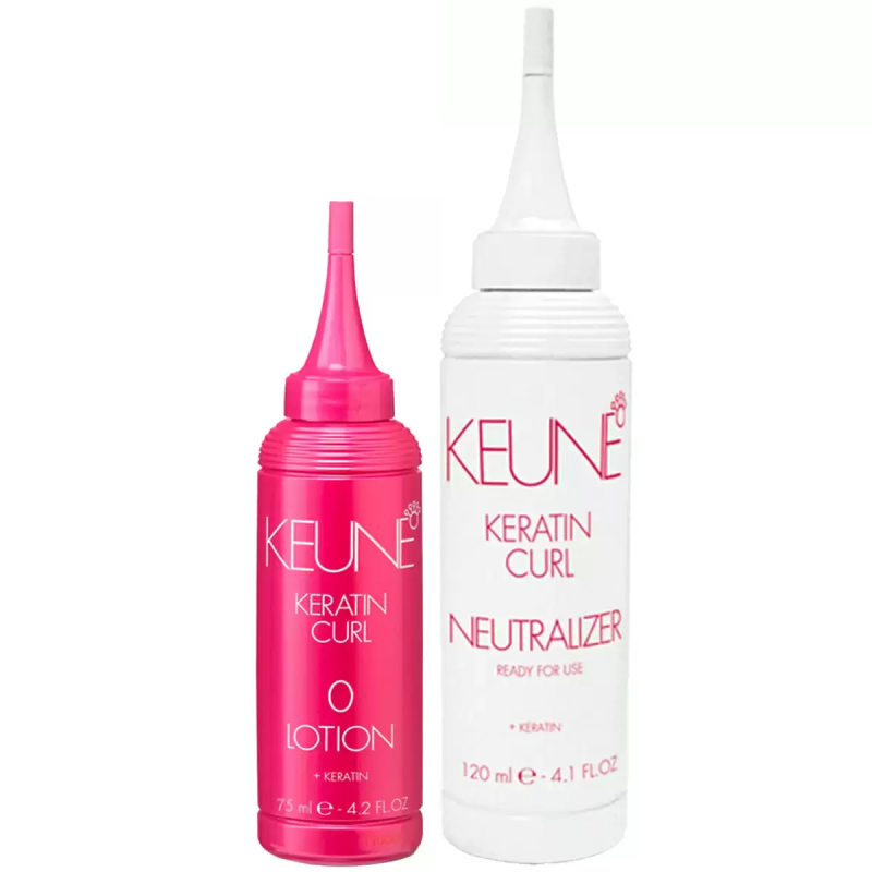 Keune (Кене) Набор Лосьон 0 + Нейтрализатор "Кератиновый Локон" (Keratin Curl Lotion 0 + Neutralizer), 75+125 мл.